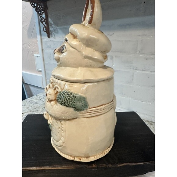 Vintage Rabbit Bunny & Baby Bunnies Cookie Jar Easter Spring Decor Kitchen MCM - Picture 5 of 11